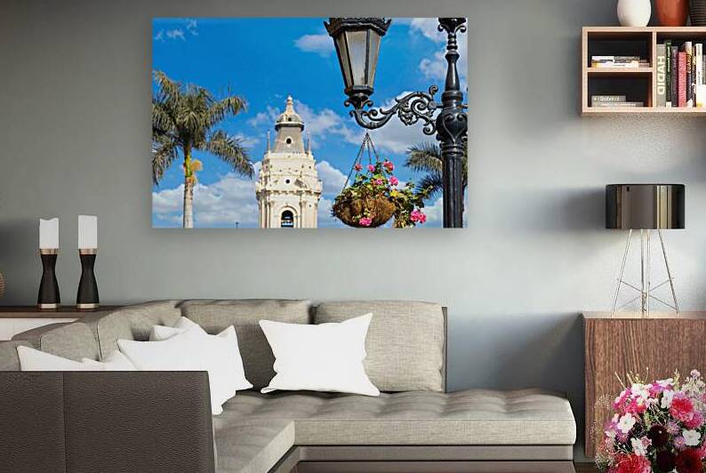 Lima Peru Archbishop Palace on colonial Central plaza Mayor or Plaza de Armas in historic center by Elijah Lovkoff