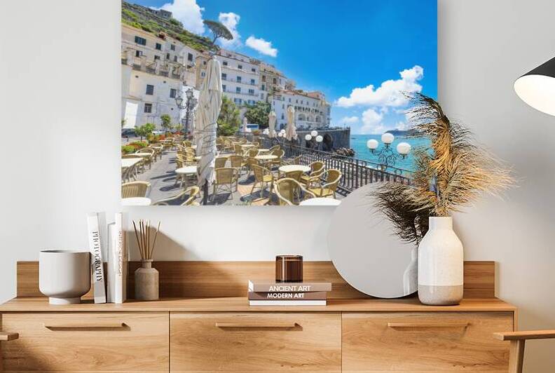 Italy Amalfi town colorful architecture and Campania Amalfi coast landscapes  UNESCO site by Elijah Lovkoff