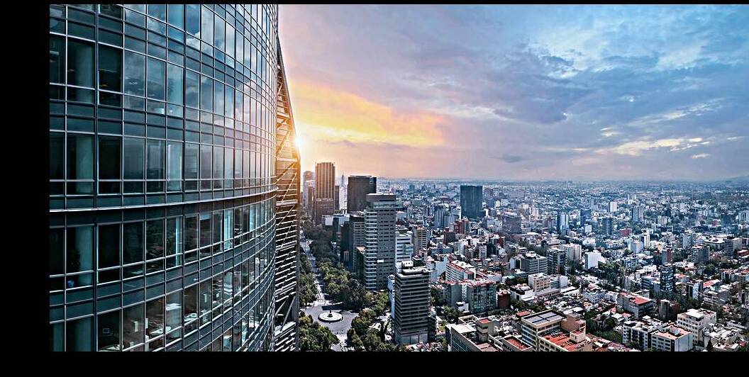 Panoramic skyline view of Mexico City business and Financial center close to Paseo De Reforma by Elijah Lovkoff