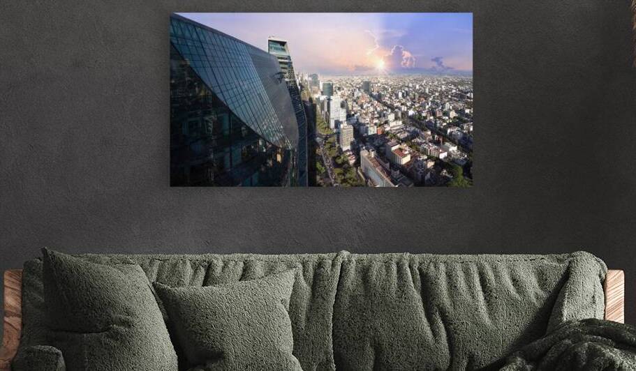 Mexico City Financial Center buildings near Paseo Reforma and Angel of Independence column by Elijah Lovkoff
