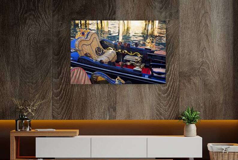 Luxury Gondola waiting for tourists near Rialto Bridge in Venice by Elijah Lovkoff