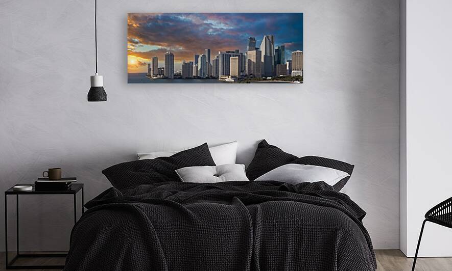 USA scenic Miami harbor panoramic skyline close to Miami port and Biscayne bay by Elijah Lovkoff