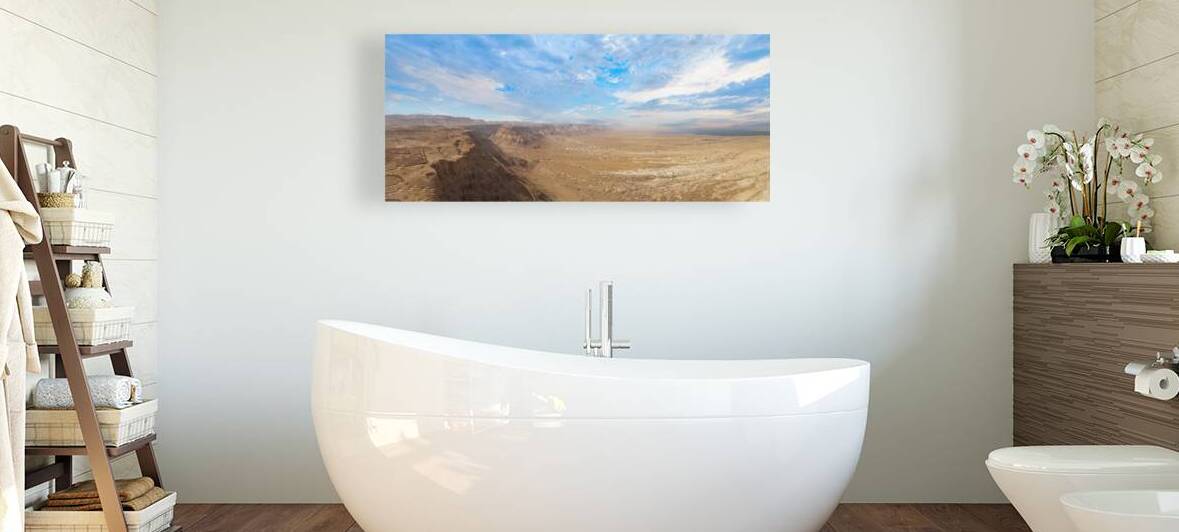 Israel Panoramic views from Masada Fortress in National Park in Negev Judaean Desert near Dead Sea by Elijah Lovkoff