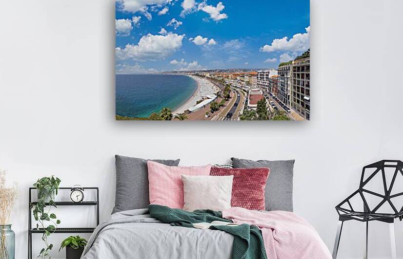 France panoramic skyline of old historic Nice center and azure  by Elijah Lovkoff