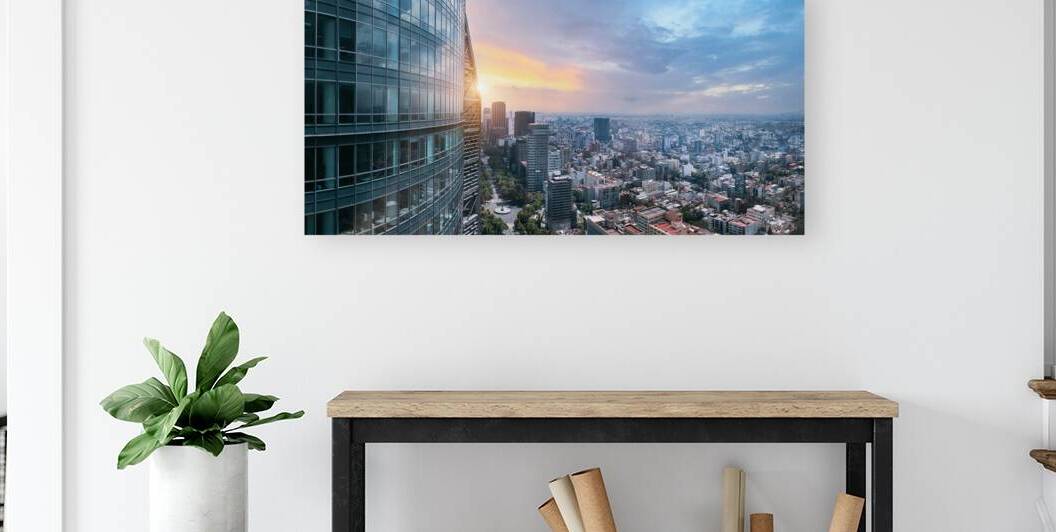 Panoramic skyline view of Mexico City business and Financial center close to Paseo De Reforma by Elijah Lovkoff