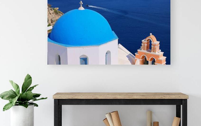 Greece Greek Islands cruise. Scenic panoramic sea views from top outlook of Oia by Elijah Lovkoff