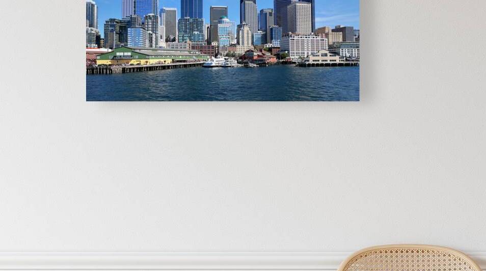 Panoramic view of Seattle Bell Harbor Marina and Seattle financial downtown skyline panorama by Elijah Lovkoff