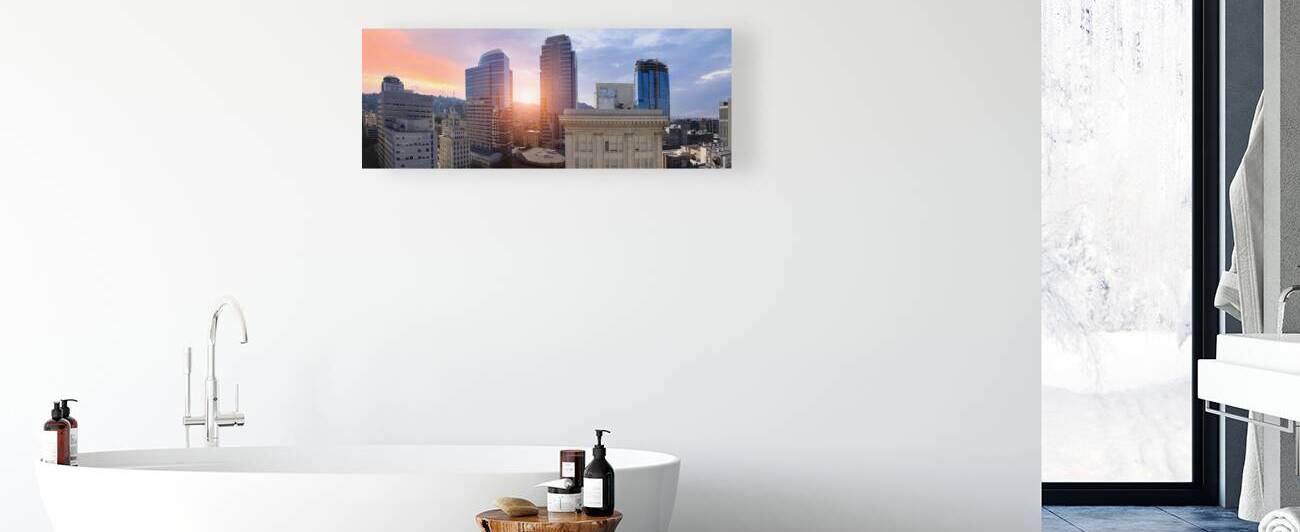 USA panoramic view of Portland city downtown and financial center by Elijah Lovkoff