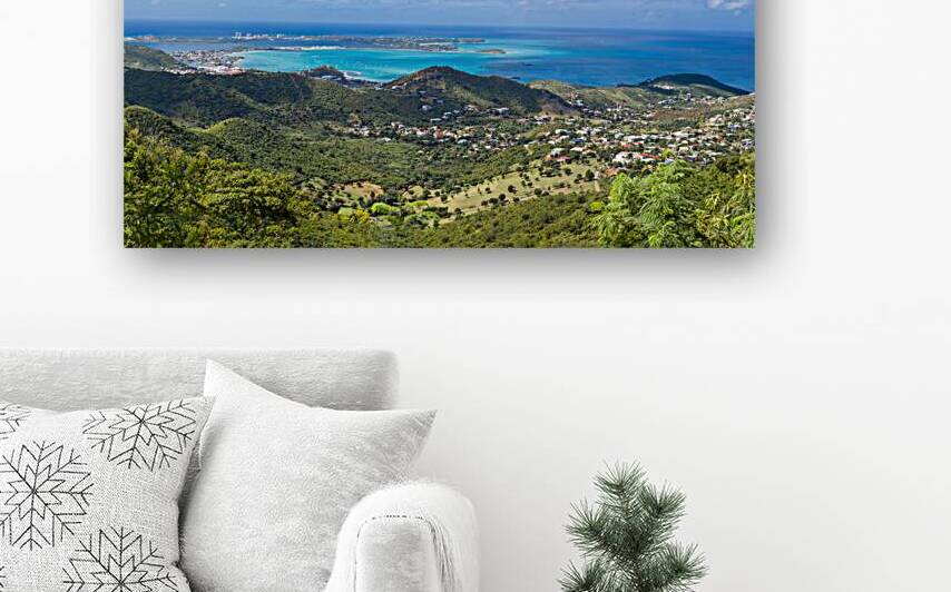 Caribbean cruise vacation panoramic skyline of Saint Martin island from Pic Paradis lookout by Elijah Lovkoff