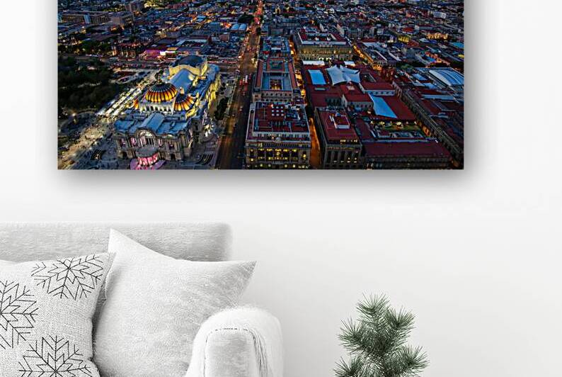 Scenic panoramic view of Mexico City historic center from the observation deck at the top of Latin American Tower Torre Latinoamericana by Elijah Lovkoff