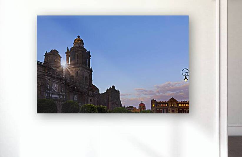Mexico city Central Zocalo Plaza and landmark Metropolitan Cath by Elijah Lovkoff