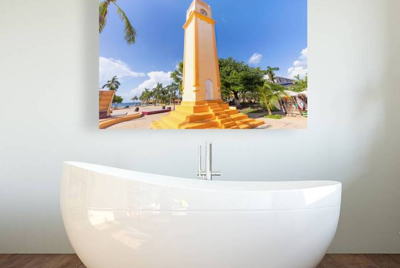 San Miguel de Cozumel Mexico Central Plaza and colorful colonial city downtown streets during peak months of high tourist season by Elijah Lovkoff