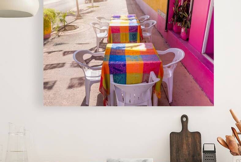 Cozumel near Cancun Mexico colorful houses and colonial center and tourism shopping district by Elijah Lovkoff