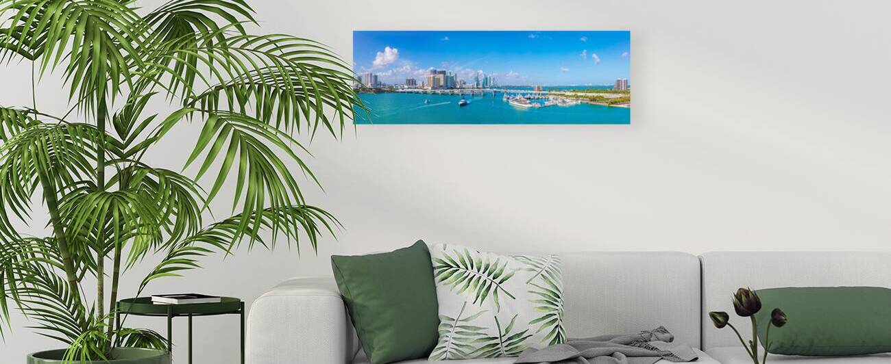 USA scenic Miami harbor panoramic skyline close to Miami port and Biscayne bay by Elijah Lovkoff