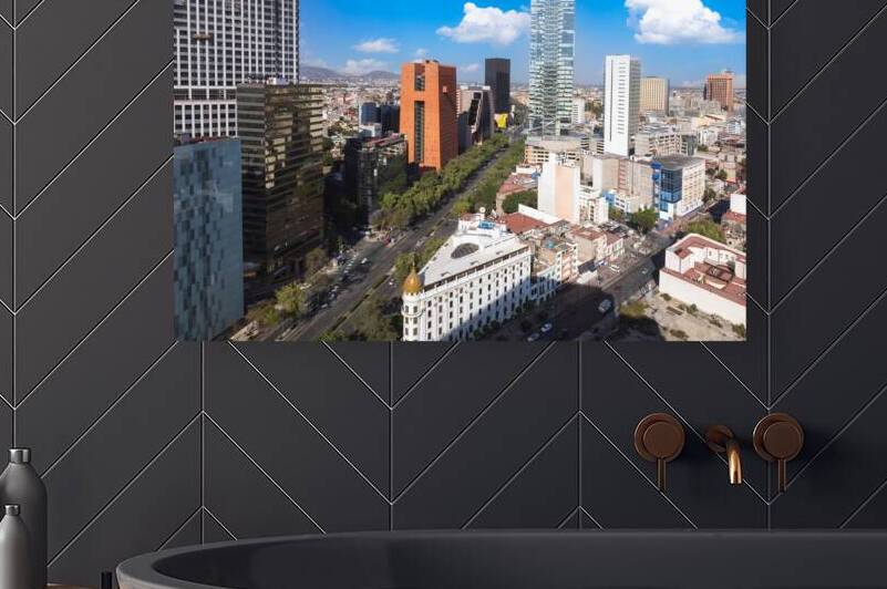 Panoramic skyline view of Mexico City business and Financial center close to Paseo De Reforma by Elijah Lovkoff
