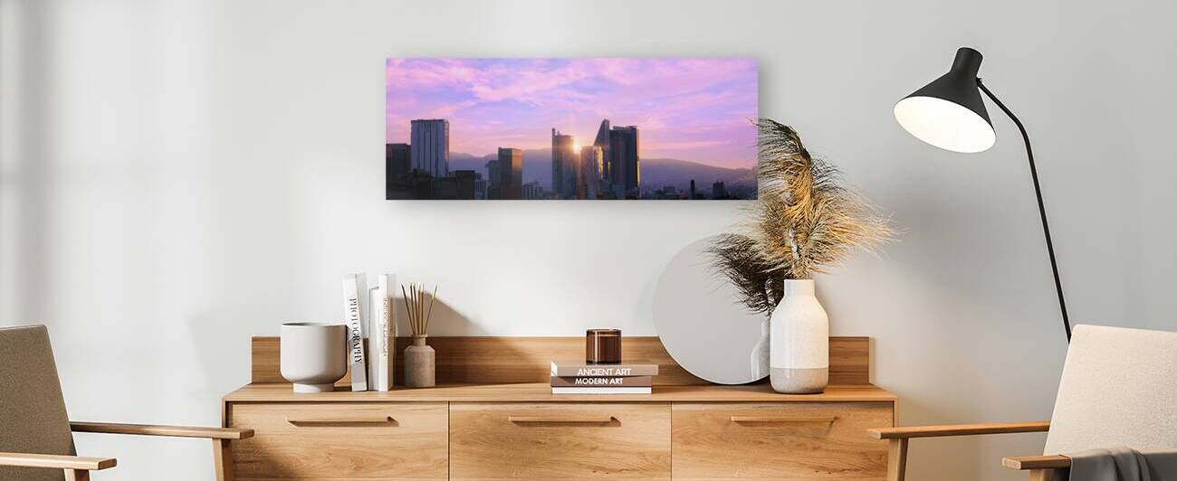 Panoramic skyline view of Mexico City business and Financial cen by Elijah Lovkoff