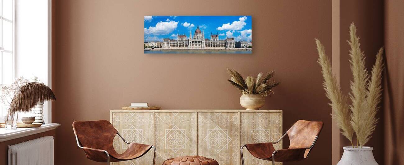 Hungary panoramic view of the Parliament and Budapest city skyline of historic center by Elijah Lovkoff