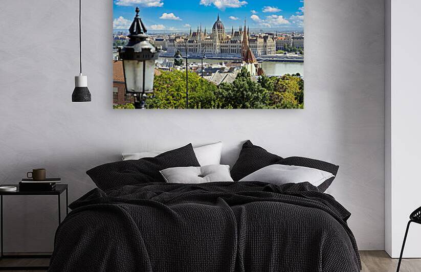 Hungary panoramic view of the Parliament and Budapest city skyline of historic center by Elijah Lovkoff
