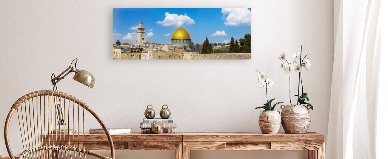 Jerusalem Islamic shrine Dome of Rock located in the Old City on Temple Mount near Western Wall by Elijah Lovkoff