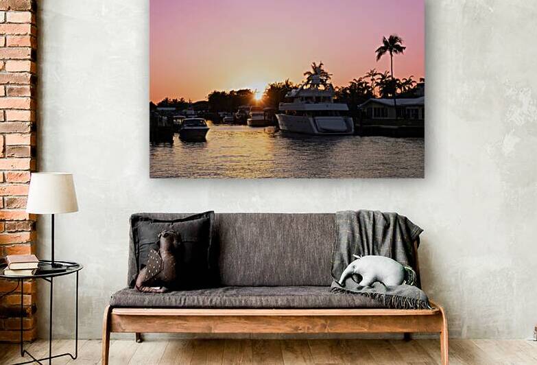 Sunset over in Fort Lauderdale. Scenic canals and yachts in Florida by Elijah Lovkoff