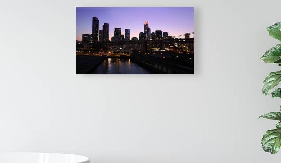 San Francisco Business Center panoramic city skyline view near Oakland Bay Bridge at sunset by Elijah Lovkoff