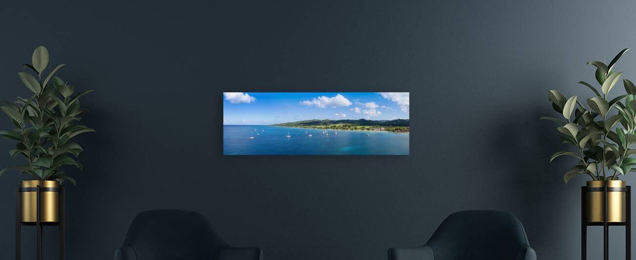 Cruise ship Caribbean vacation. Saint Croix Frederiksted US Virgin Islands panoramic shoreline by Elijah Lovkoff