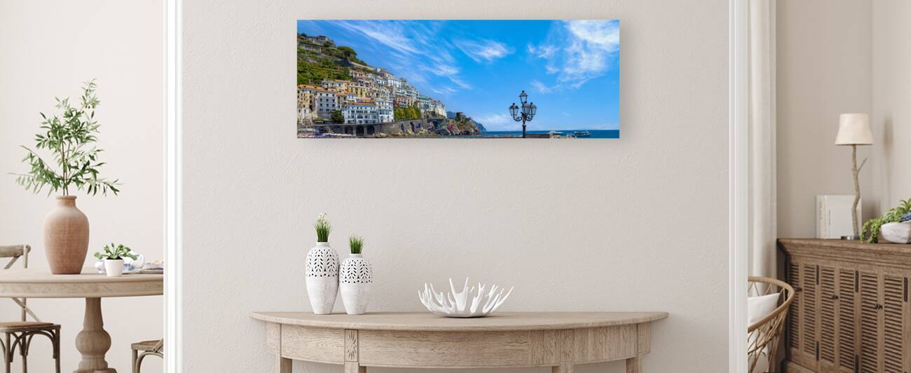 Italy Amalfi town colorful architecture and Campania Amalfi coast landscapes  UNESCO site by Elijah Lovkoff