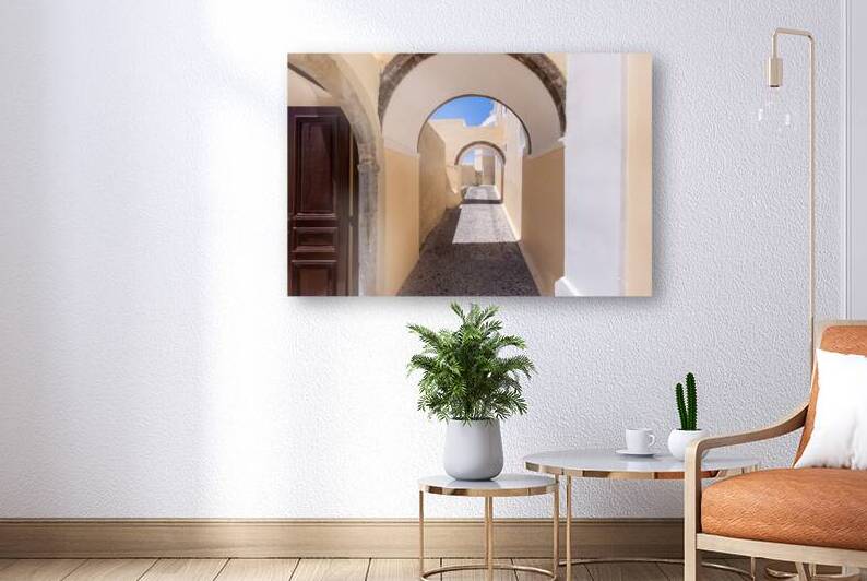 Greece Islands scenic panoramic sea views of Santorini island from top outlook of Fira village by Elijah Lovkoff