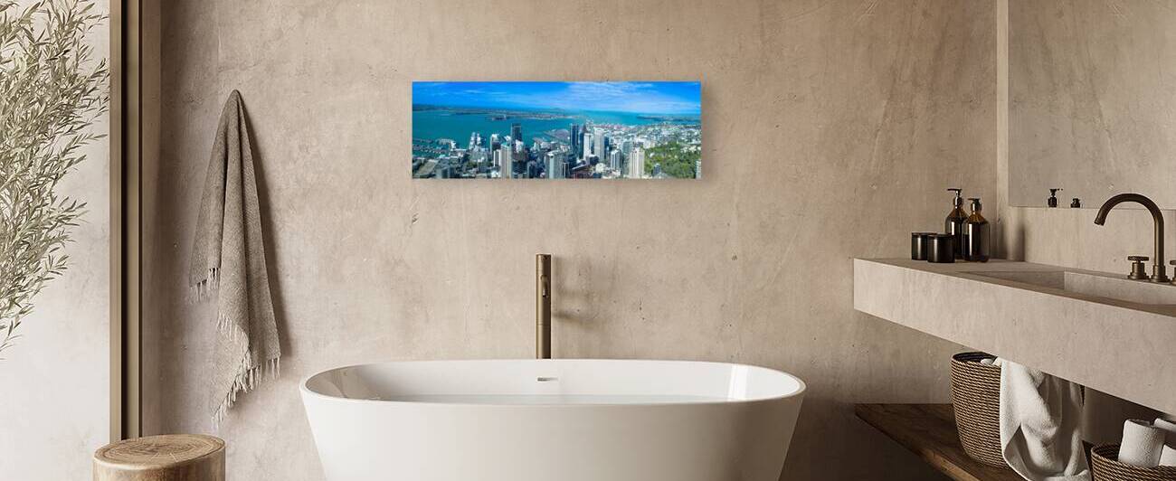 Panoramic skyline of Wellington downtown harbor and financial ce by Elijah Lovkoff