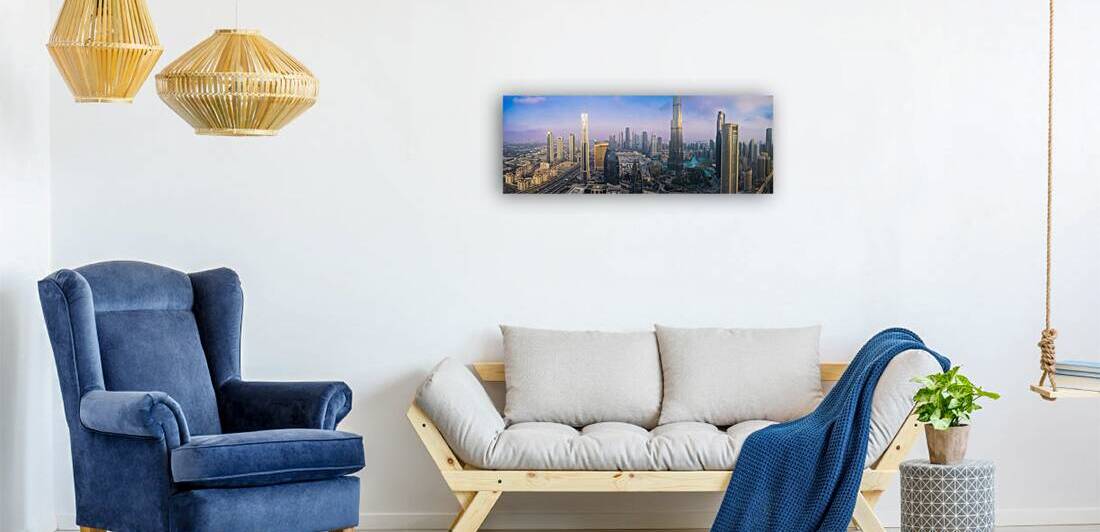 UAE Dubai panoramic skyline view of city downtown and Dubai Mall by Elijah Lovkoff