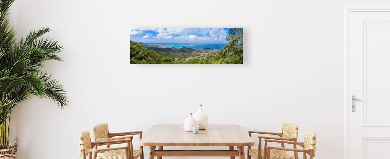 Caribbean cruise vacation panoramic skyline of Saint Martin island from Pic Paradis lookout by Elijah Lovkoff