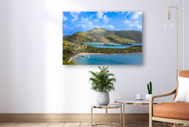 Saint Kitts and Nevis Basseterre Christophe harbor ocean shore with scenic beaches and yachts by Elijah Lovkoff