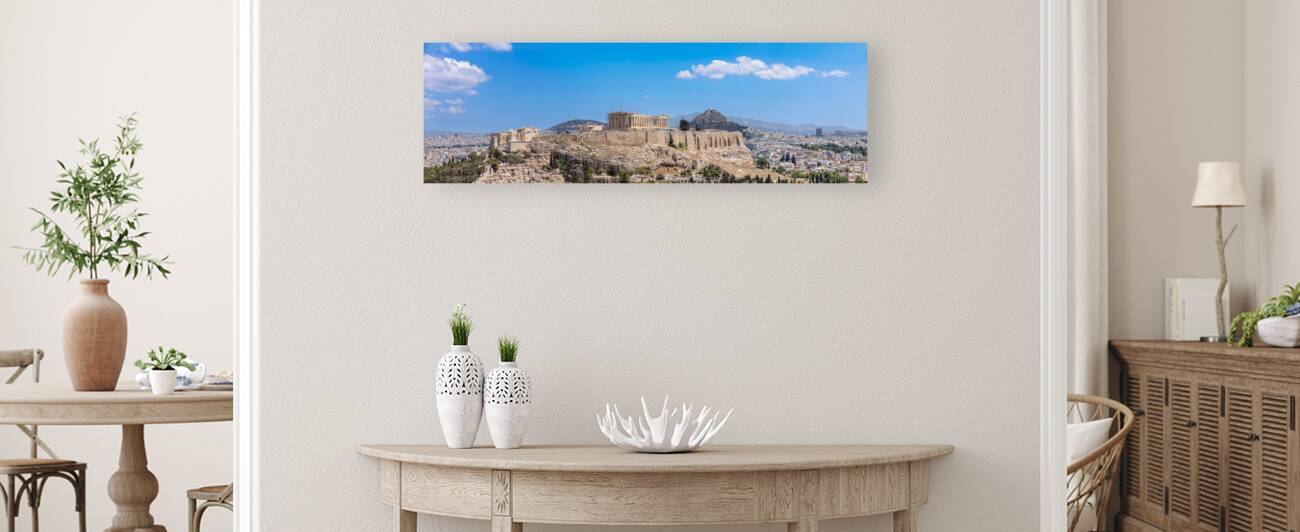 Ancient landmark citadel Acropolis of Athens seen from the Hill of the Muses Philopappos Hill by Elijah Lovkoff