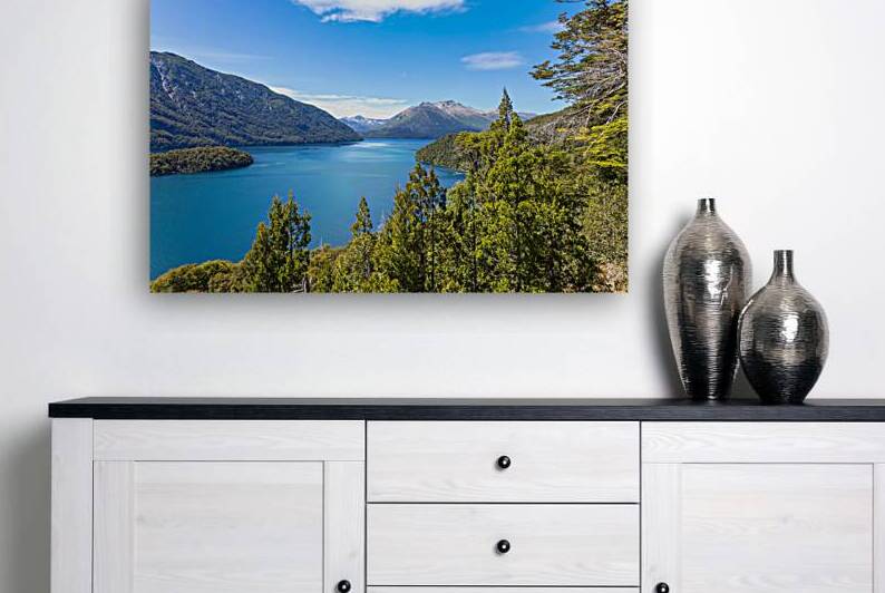 Argentina Patagonia Scenic panorama of Isla Pique Huapi in Nahuel Huapi national park by Elijah Lovkoff