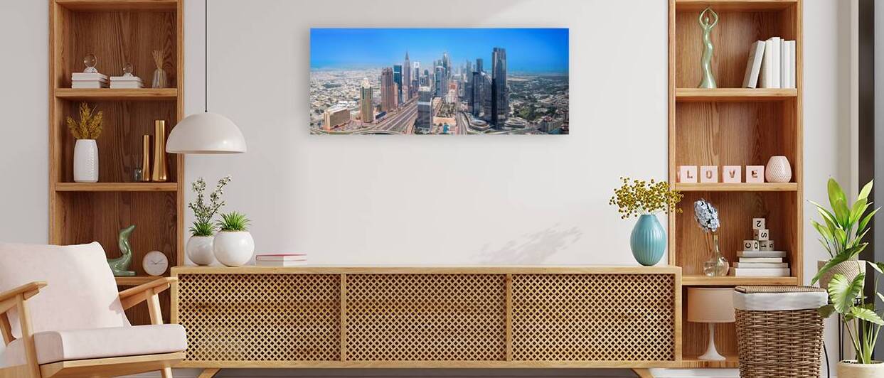UAE Dubai downtown financial skyline and business shopping center near Dubai Mall by Elijah Lovkoff