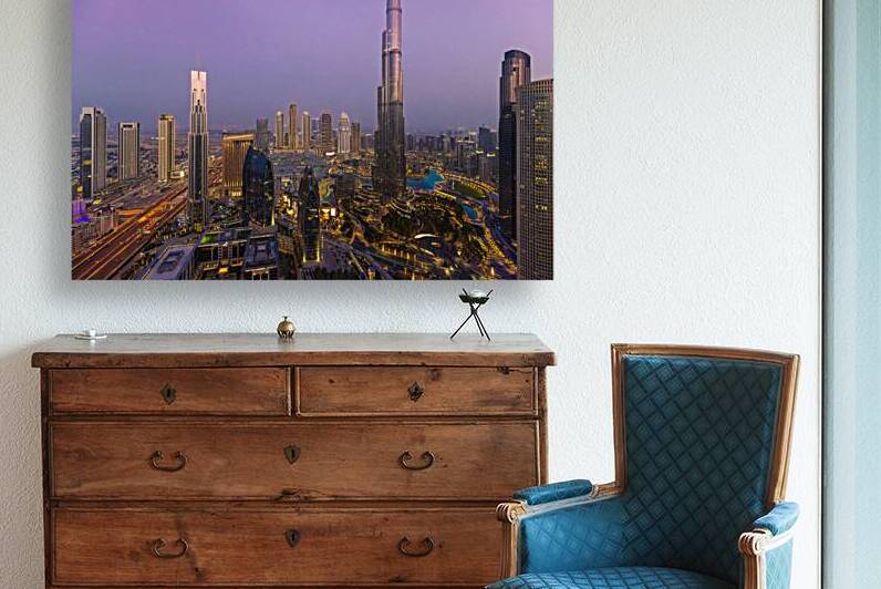 UAE Dubai panoramic skyline view of city downtown and Dubai Mall by Elijah Lovkoff
