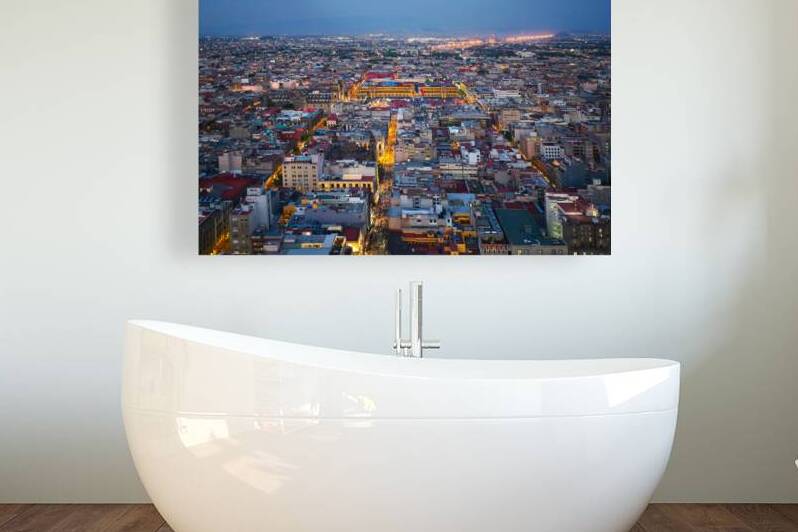Mexico Panoramic skyline view of Mexico City historic center from Tower Torre Latinoamericana by Elijah Lovkoff