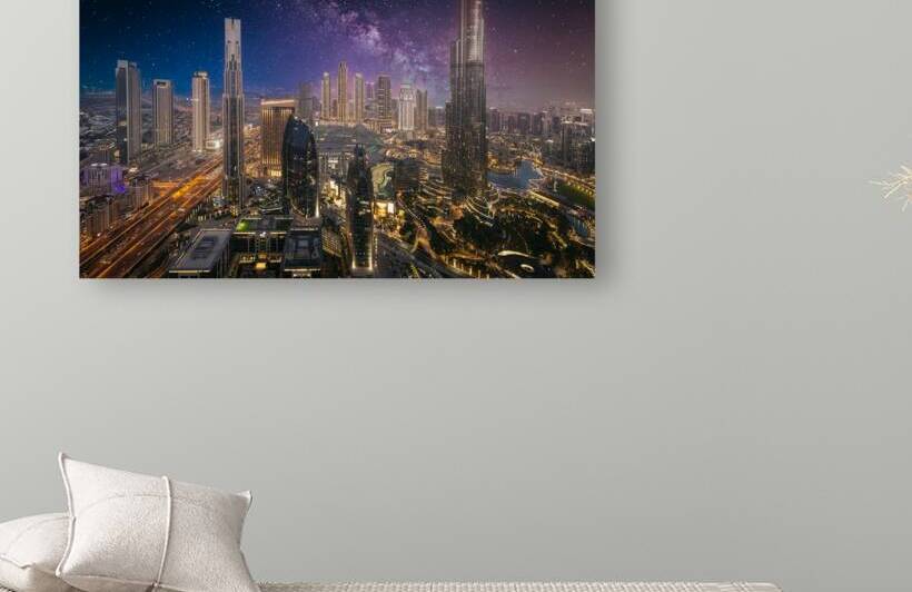 UAE Dubai panoramic skyline view of city downtown and Dubai Mall by Elijah Lovkoff