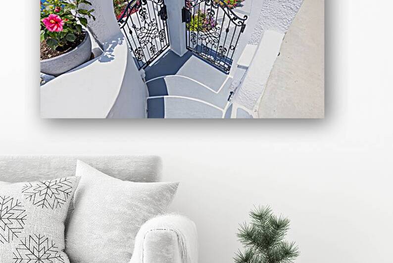 Greece Islands scenic panoramic sea views of Santorini island from top outlook of Fira village by Elijah Lovkoff