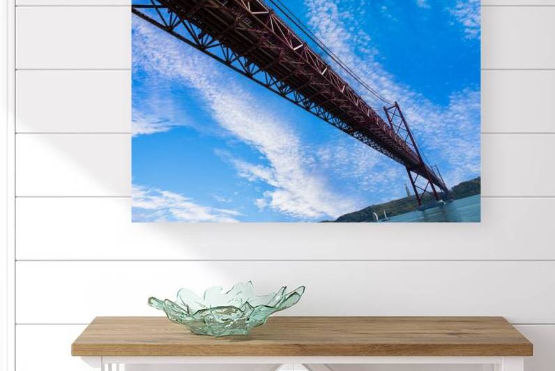 Lisbon Landmark suspension 25 of April bridge over Tagus reiver near Belem tower by Elijah Lovkoff