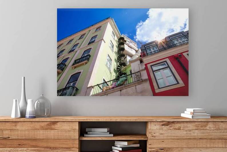 Typical Portuguese architecture and colorful buildings of Lisbon historic city center by Elijah Lovkoff