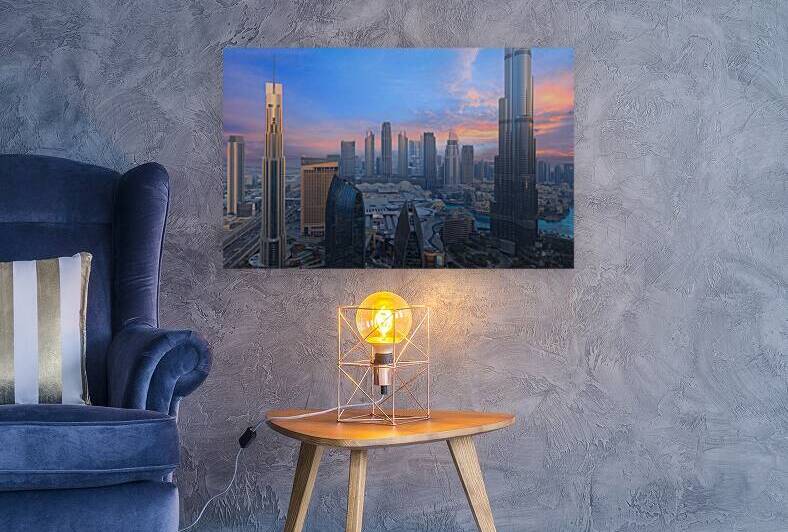 UAE Dubai downtown financial skyline and business shopping center near Dubai Mall by Elijah Lovkoff