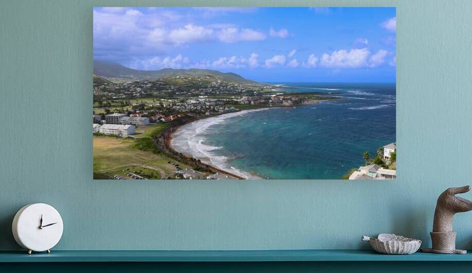 Panoramic view on Timothy Hill lookout of Saint Kitts and Nevis Caribbean island on cruise vacation by Elijah Lovkoff