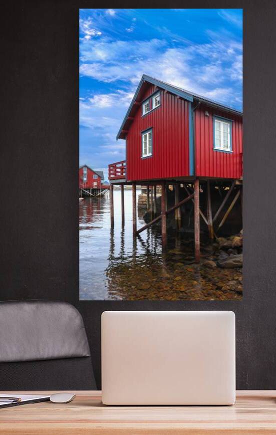 Scenic fishing village A in Lofoten Islands with authentic fishermen sheds and museum by Elijah Lovkoff
