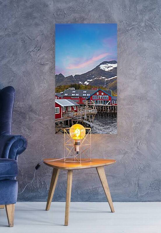 Scenic fishing village A in Lofoten Islands with authentic fishermen sheds and museum by Elijah Lovkoff