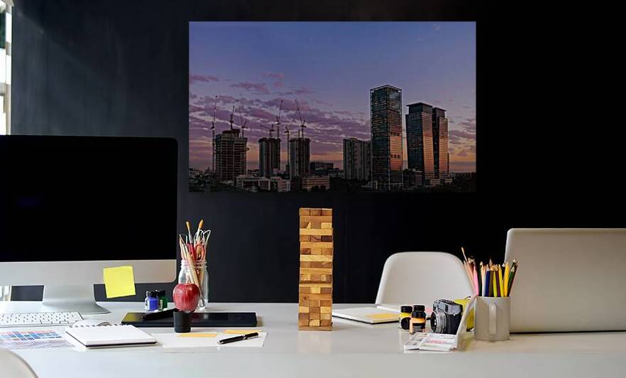 Israel Tel Aviv financial business district skyline with shopping malls and high tech offices by Elijah Lovkoff