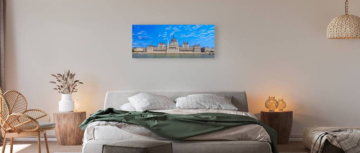 Hungary panoramic view of the Parliament and Budapest city skyline of historic center by Elijah Lovkoff