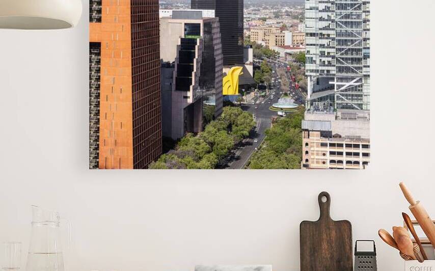 Mexico City Financial Center buildings that host insurance companies banks financial institutions and successful businesses located close to Paseo De Reforma by Elijah Lovkoff