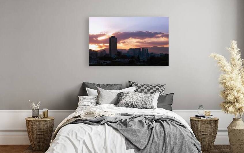 Mexico City panoramic skyline of financial and business center at sunset by Elijah Lovkoff