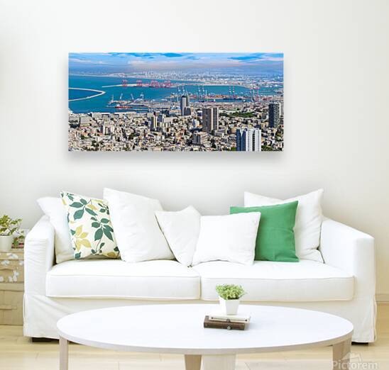 Israel panoramic skyline view of Haifa downtown port and histo by Elijah Lovkoff